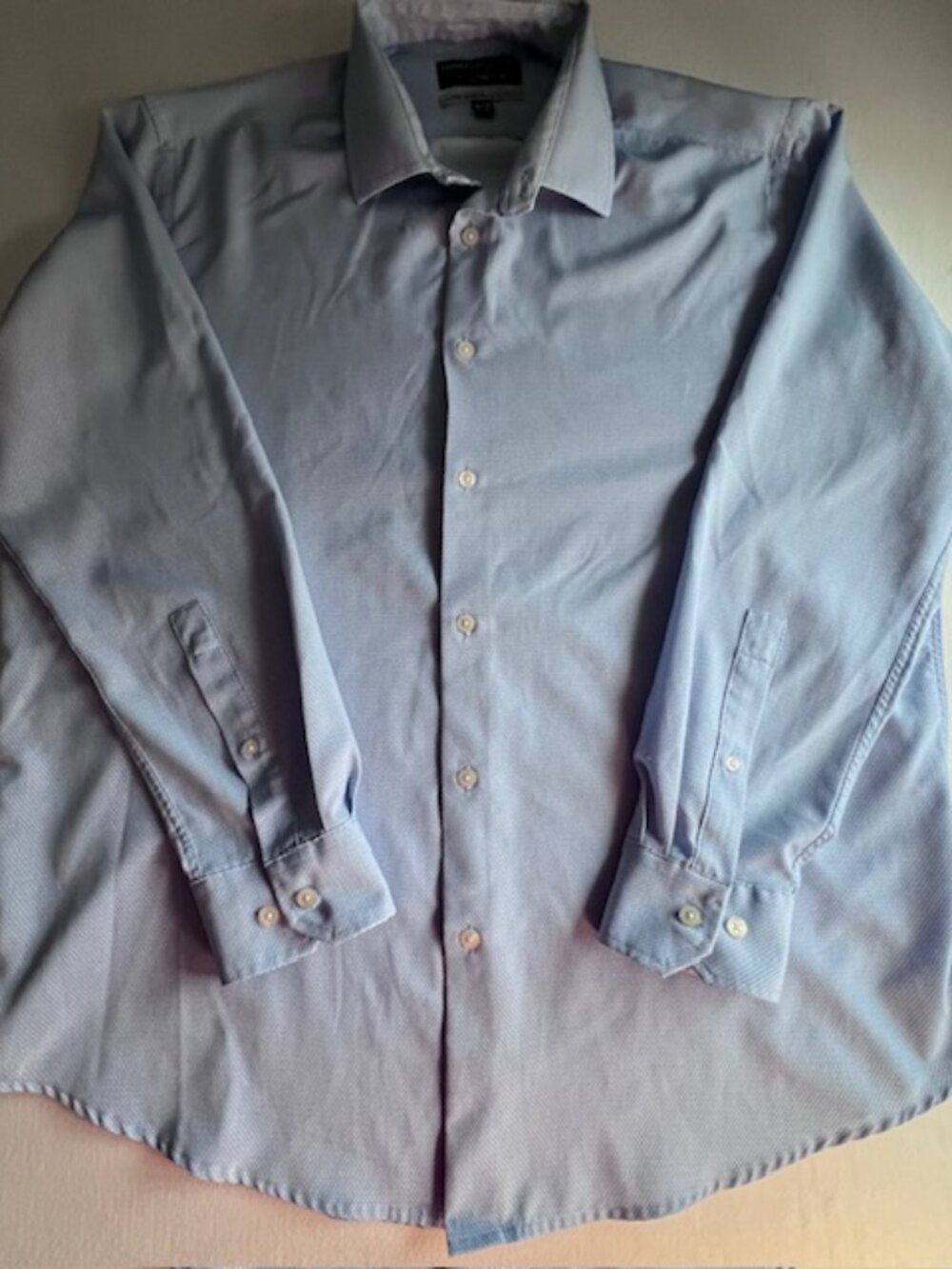 REPORT performance dress shirt dobby pattern Lt. blue 4 way stretch XL Slim Fit